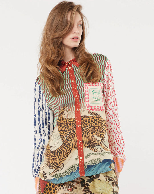 Isabel Mixed Print Oriental Shirt