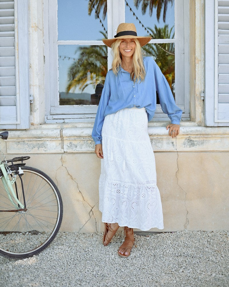 LONG BOHEMIAN SKIRT, OPENWORK