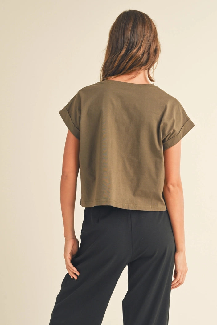 Dylan NECK CUFFED SLEEVE TOP
