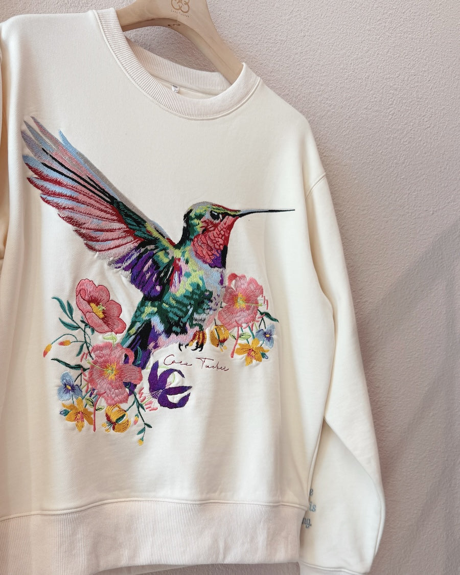 Classic Embroidered Sweatshirt Hummingbird