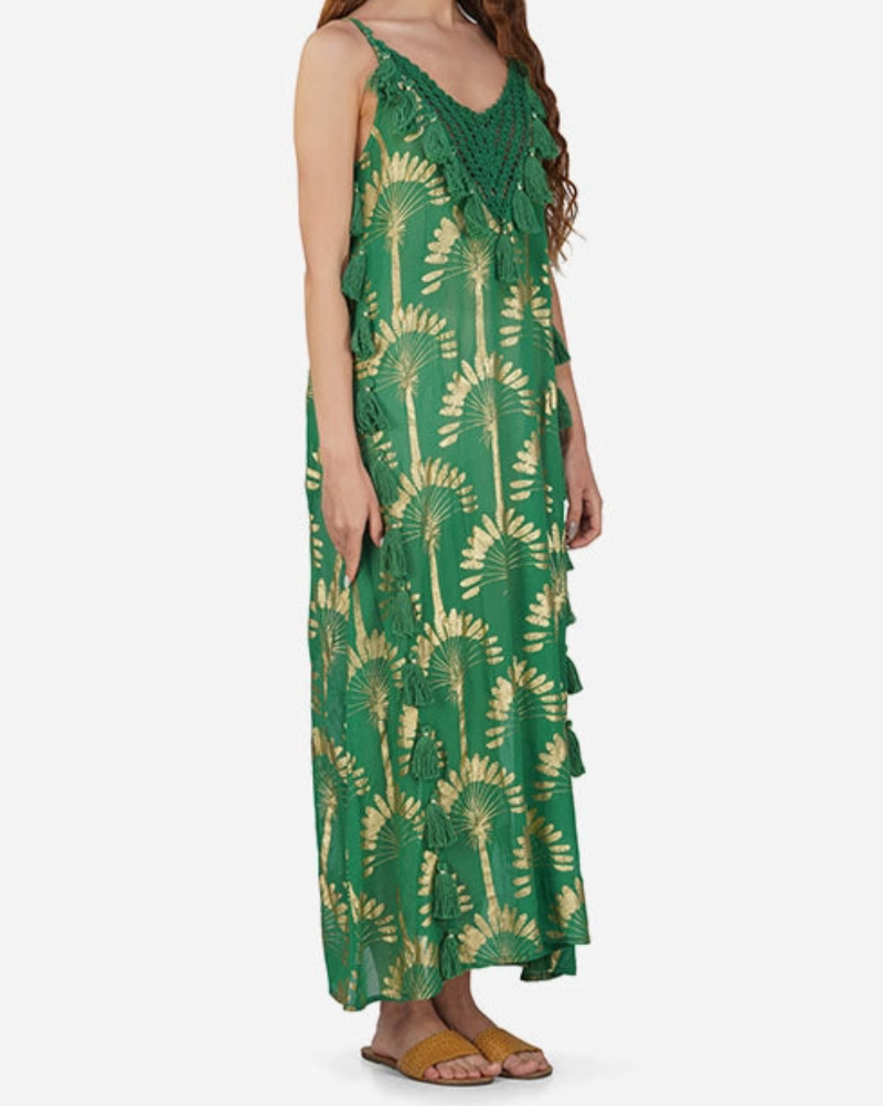 Palm Tassel Maxi Dress
