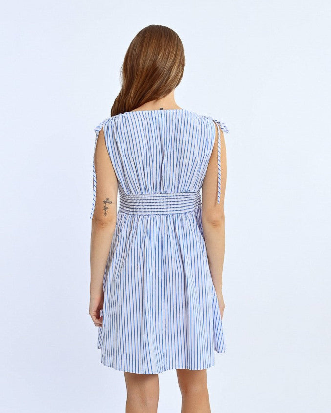 SHORT IRIDESCENT STRIPED DRESS