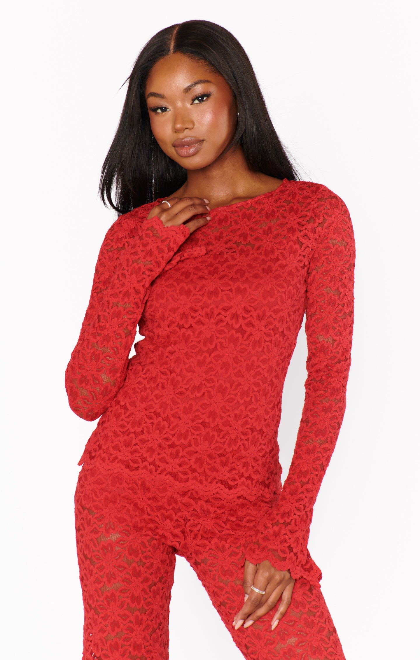 Bowie Top Radiant Red Lace