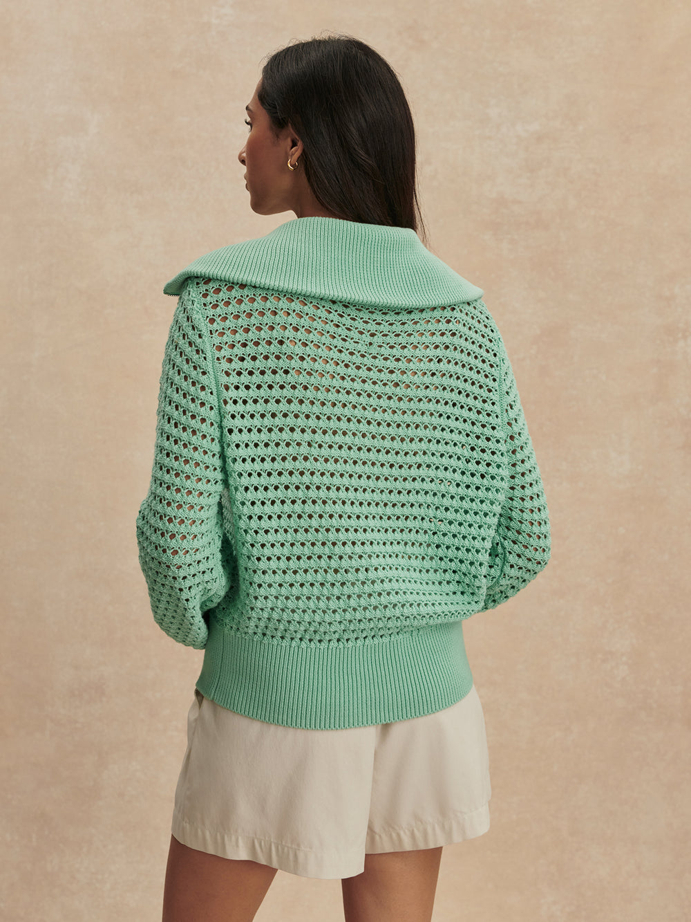 Eloise Full Zip Knit Sweater  Dusty Jade Green