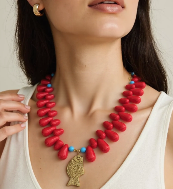 Lucky Fish- Kitsch and Sea- Resin Bead Statement Necklace – Care Tucker