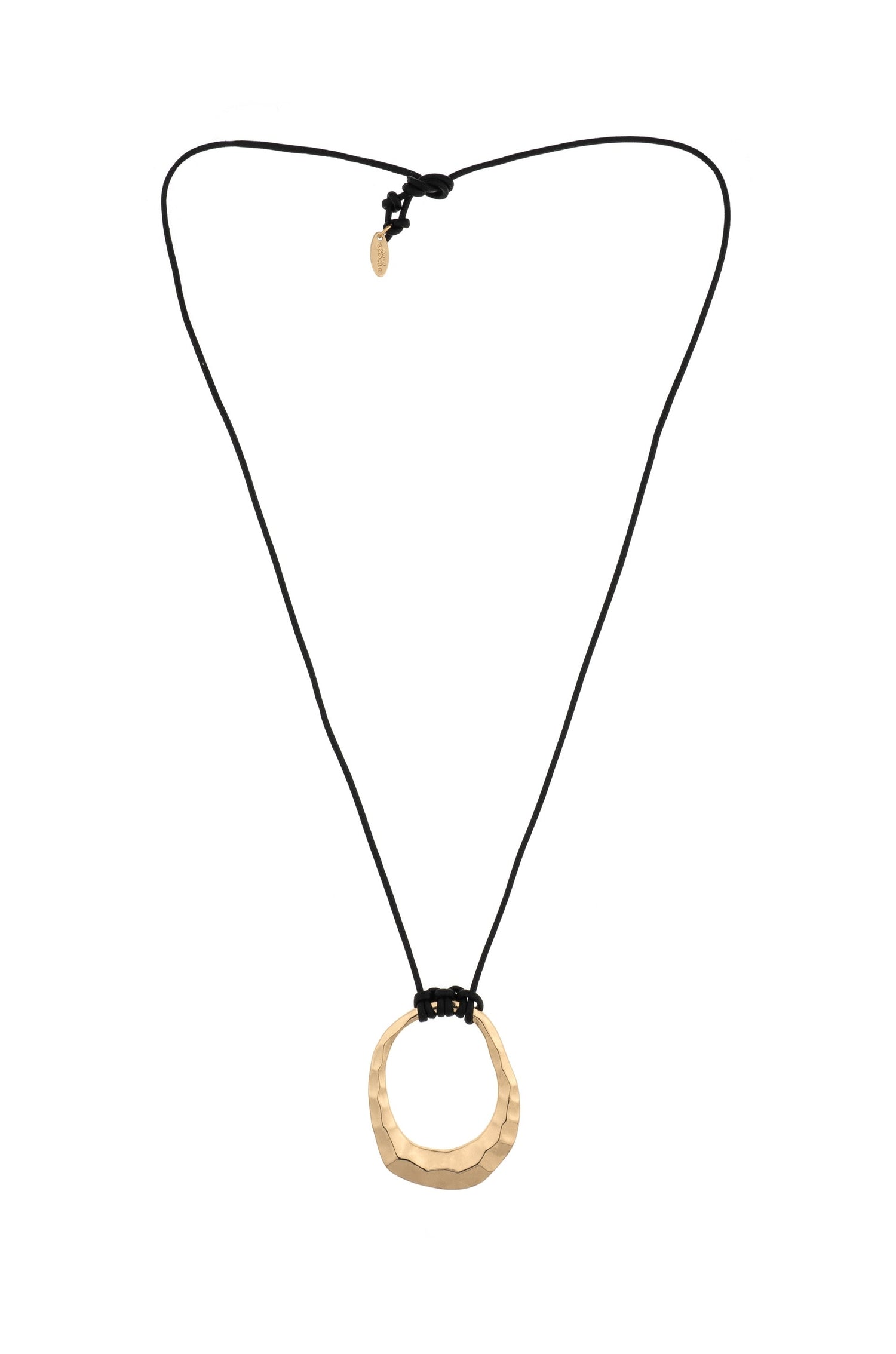 Hammered Golden Loop Pendant 18k Gold Plated Necklace