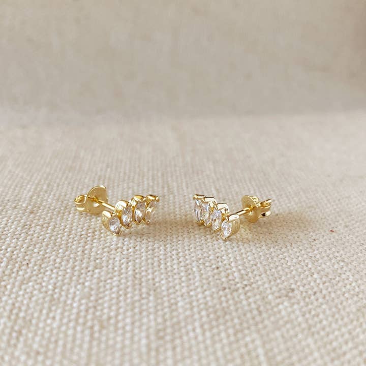 18k Gold Filled Slightly Curved Cubic Zirconia Stud