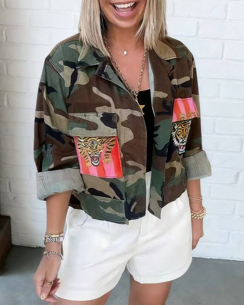 Lisa Tiger Camouflage Crop Jacket