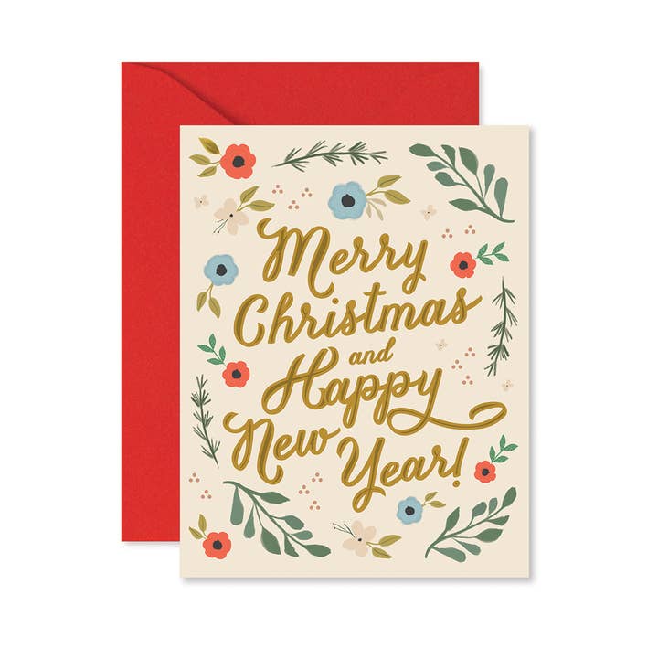 Merry Christmas Floral Greeting Card