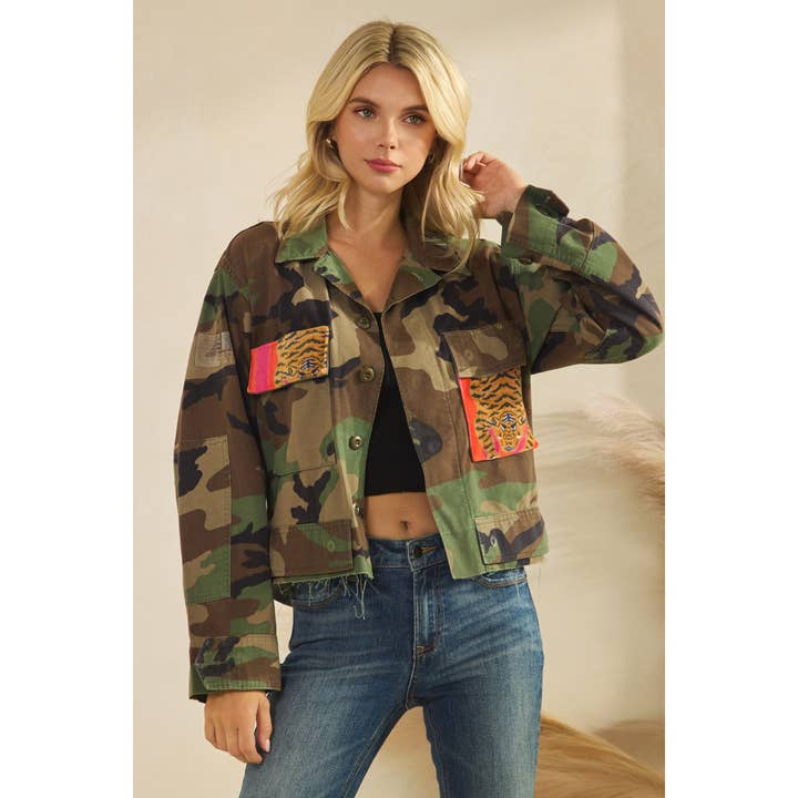 Tiger Camouflage Crop Jacket