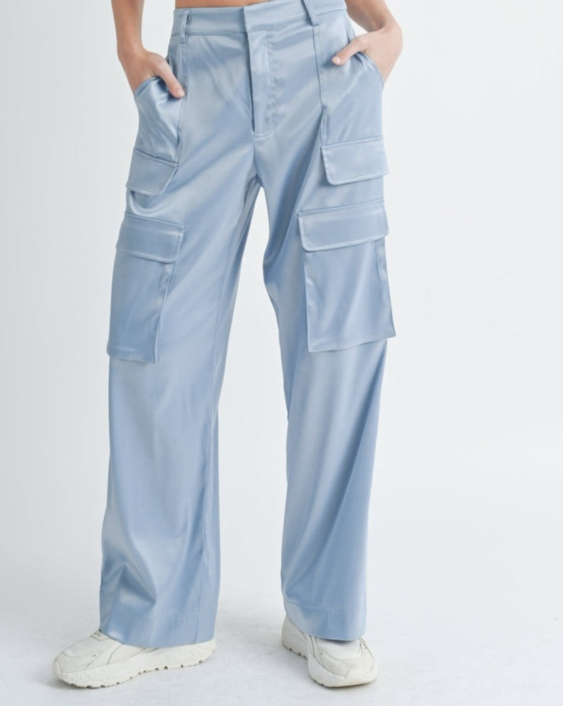 Satin Cargo Pants