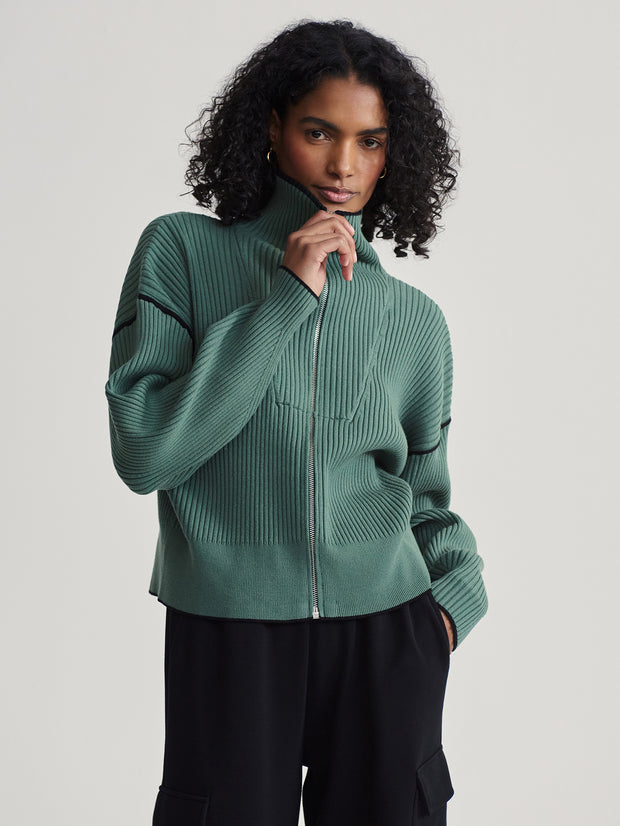 Carmen Zip-Through Rib Knit