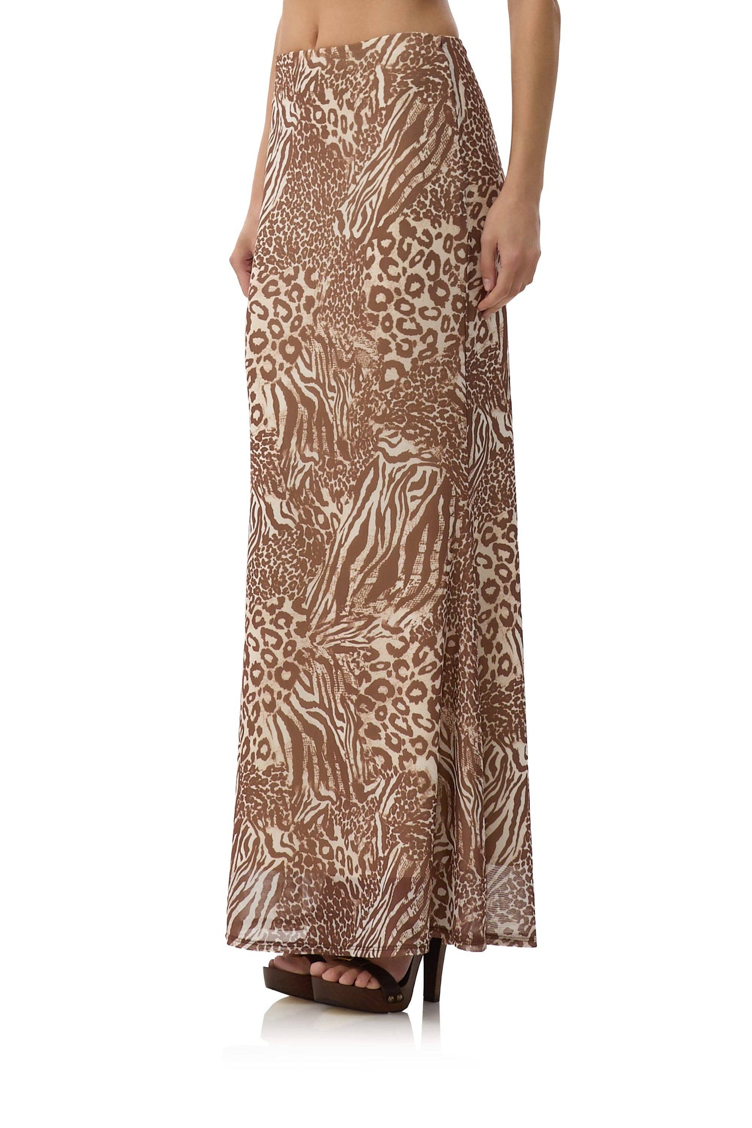 Tegan Maxi Skirt - Taupe Animal