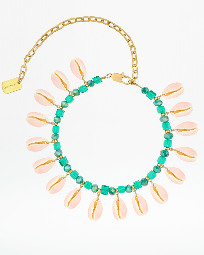 Emerald/Pink Narcoshell Shell Necklace