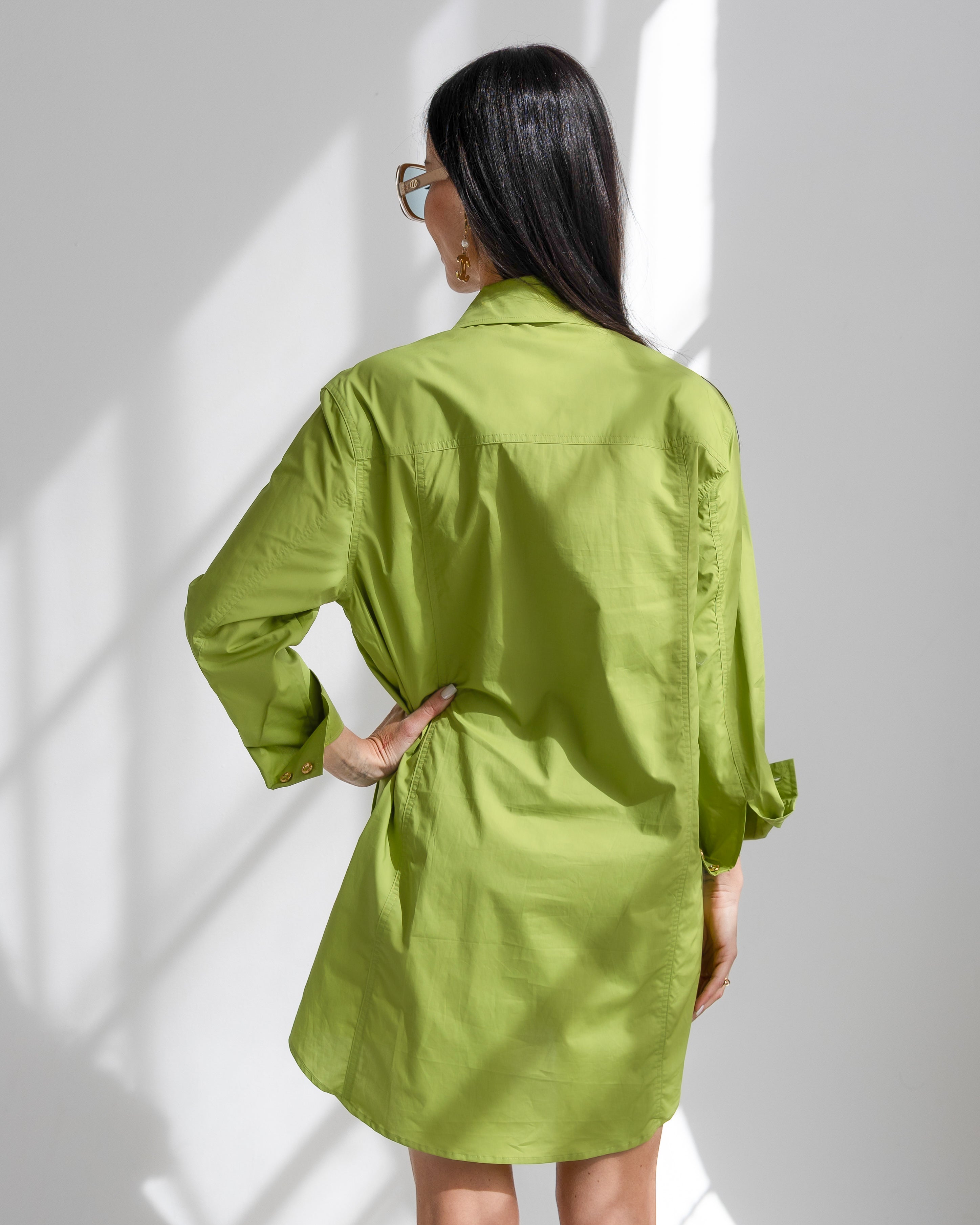 Basic Preslie Poplin Shirt Dress Cactus