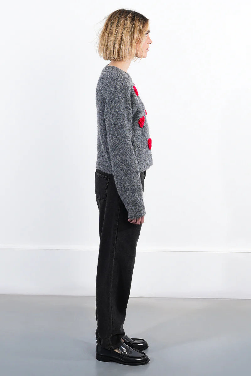 Knit Heart Puff Sweater