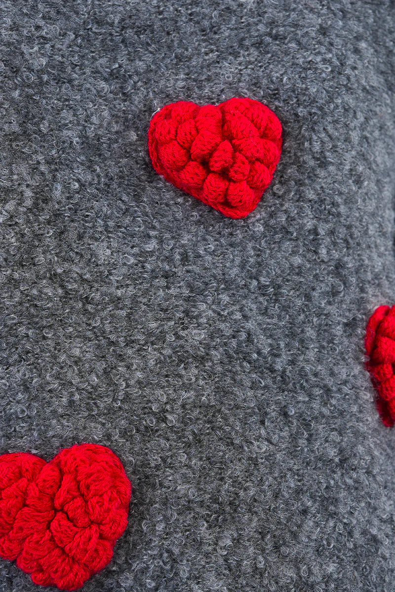 Knit Heart Puff Sweater