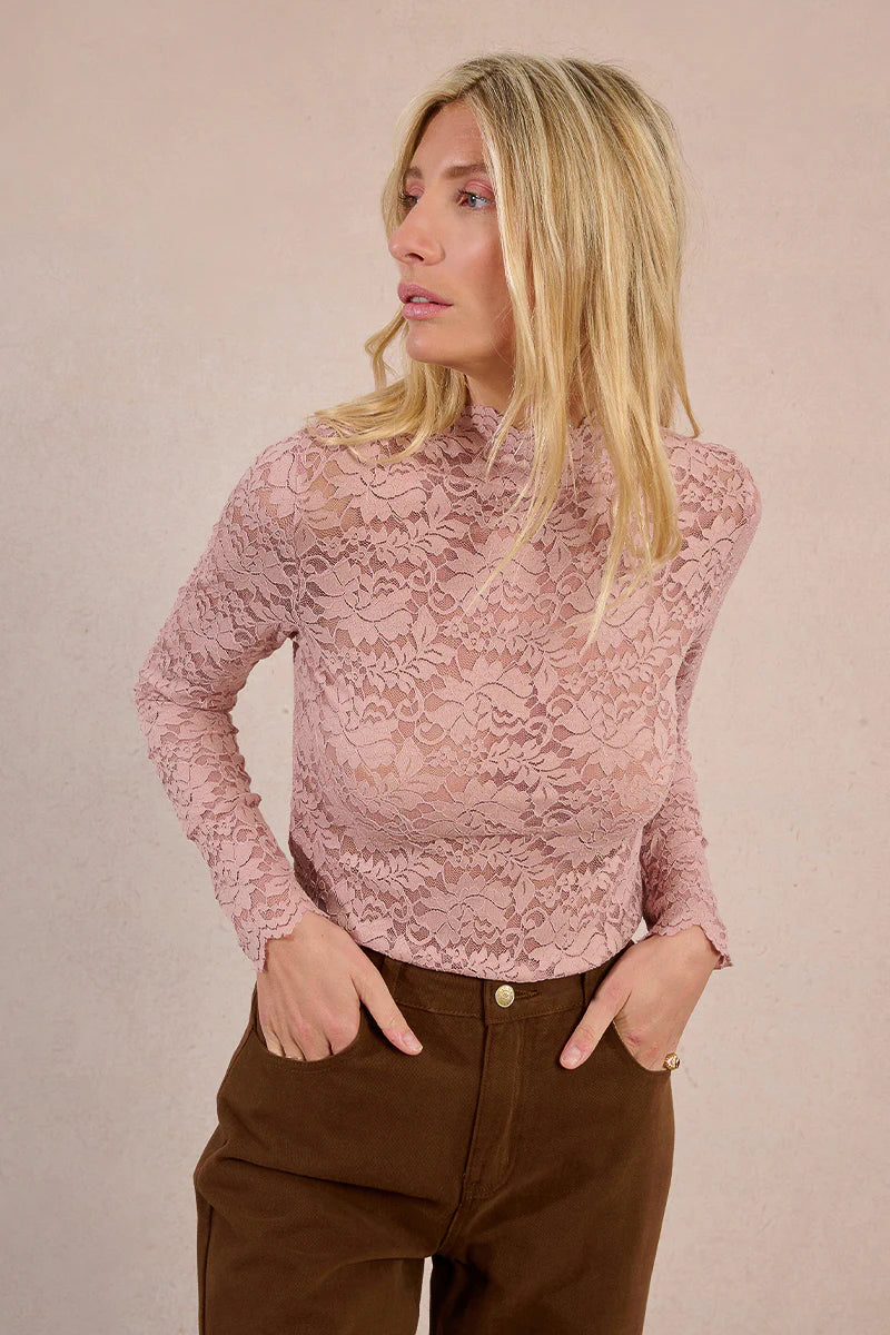 Lace Knit LS Top
