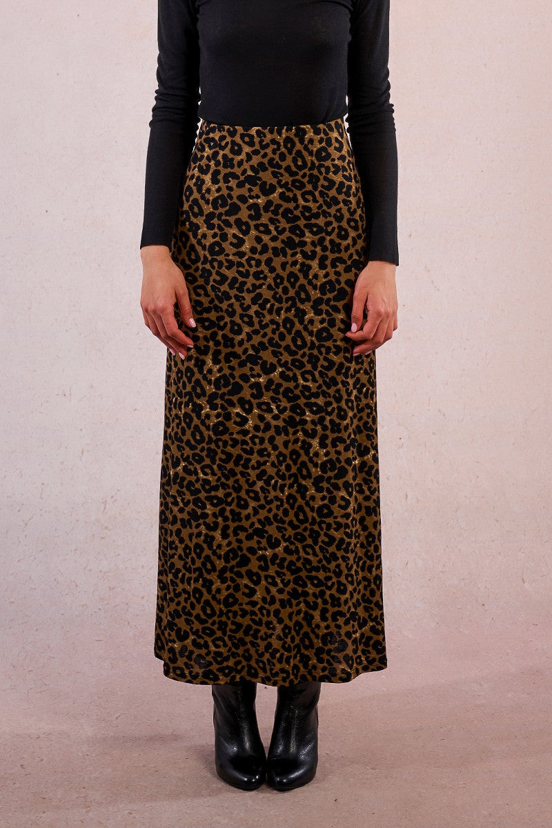 Kelli knitted leopard skirt