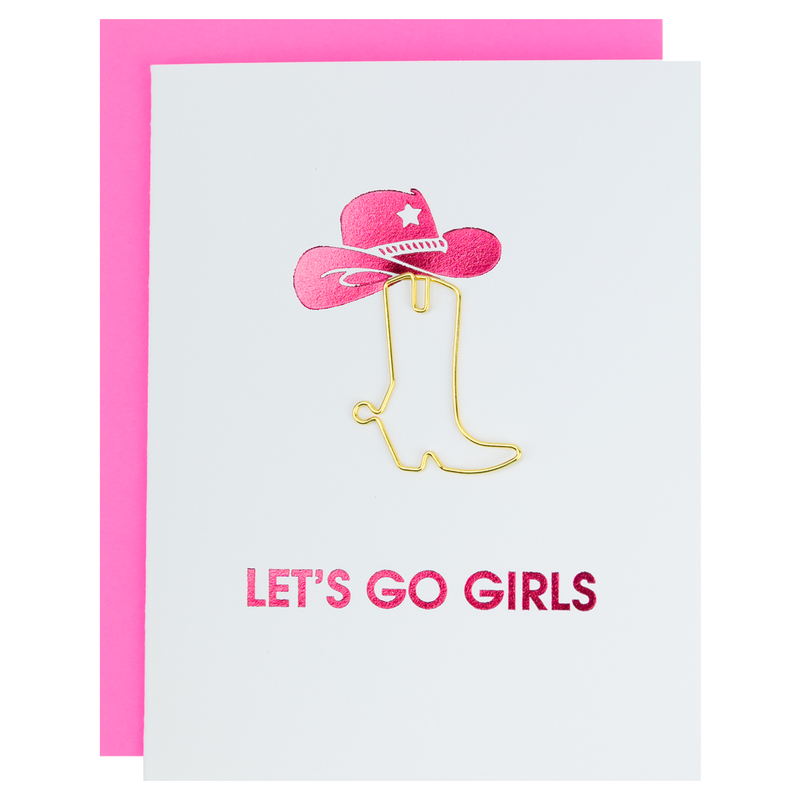 Let's Go Girls - Paper Clip Letterpress Card