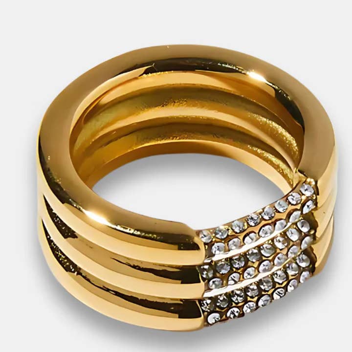 Pavé Channel Ring- Steel 14K