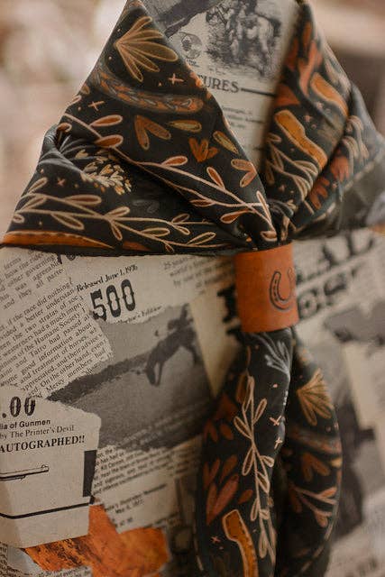 Western Harvest in Deep Juniper Silk Cowgirl Wild Rag Scarf