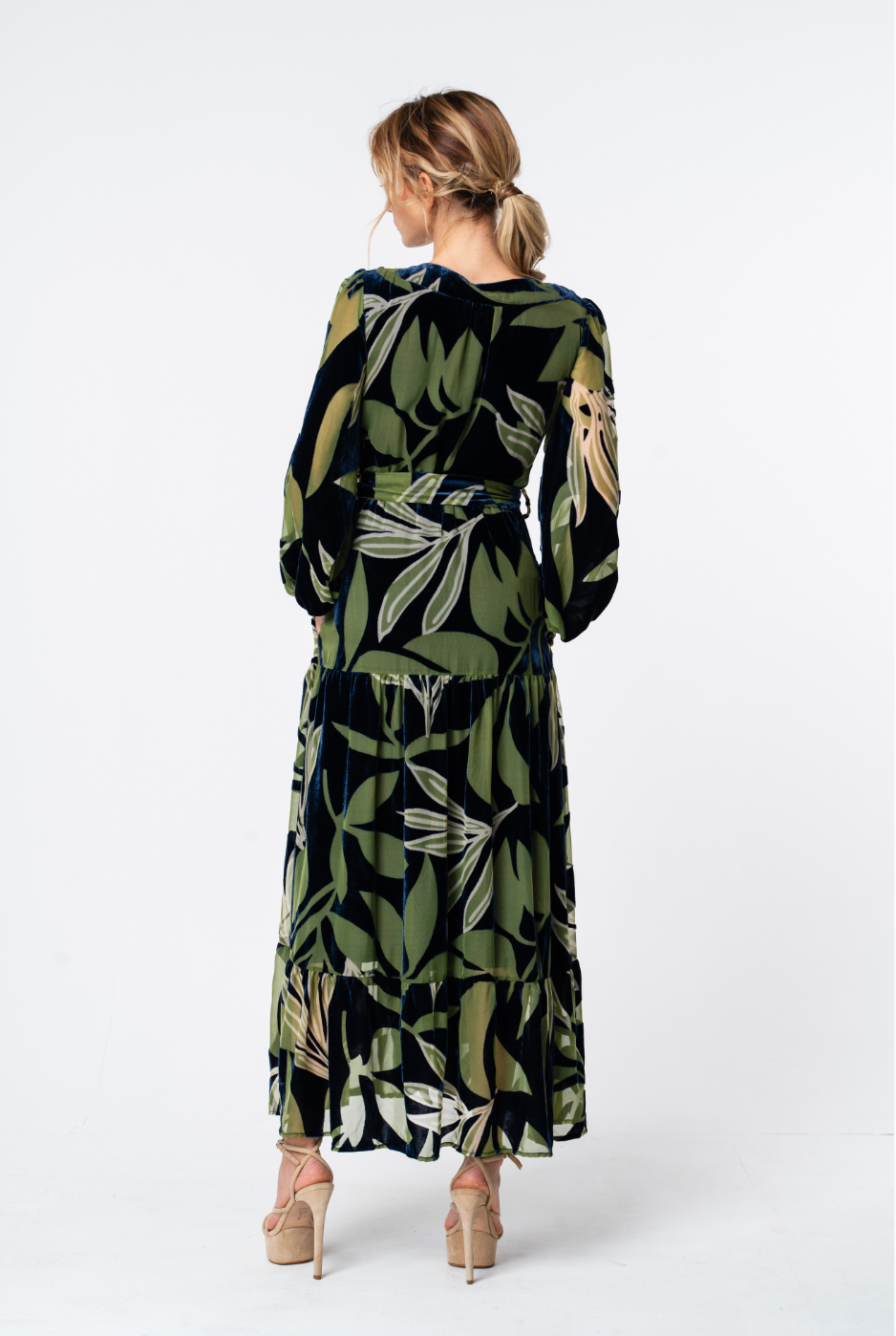 Lilian Velvet Burnout Maxi Wrap Dress