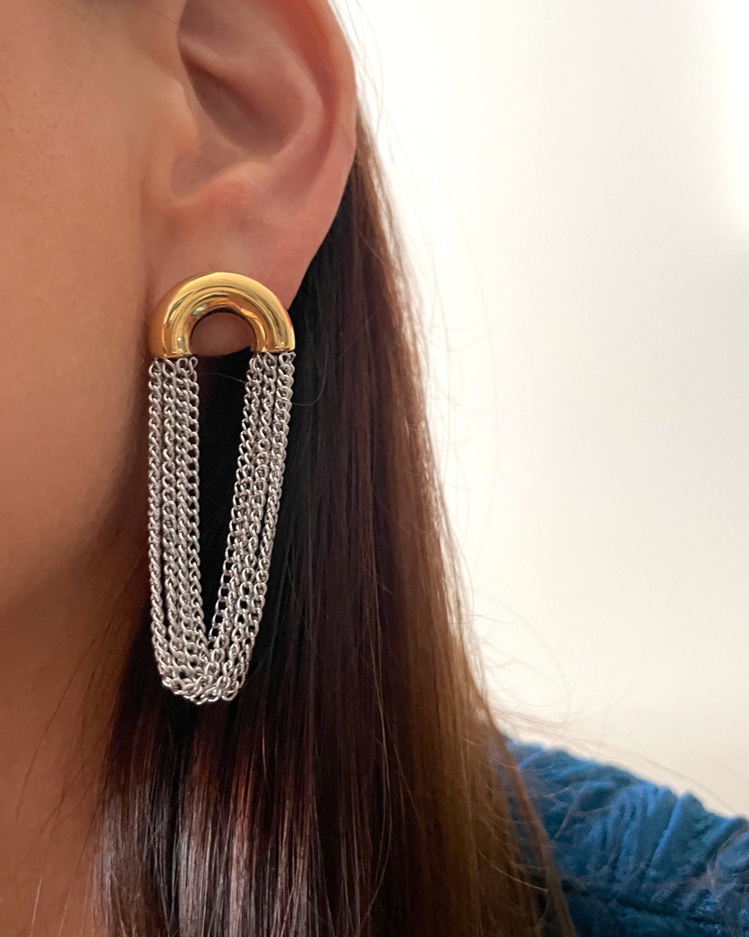 Verona- the Mixed Media Mixed Metal Tassel Hoop Earring
