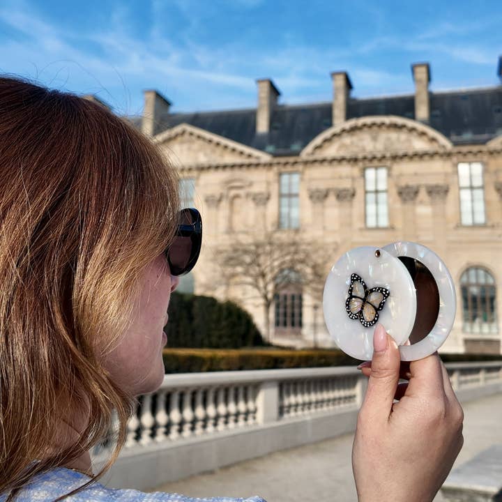 Hand-Painted Monarch Butterfly Compact Mirror