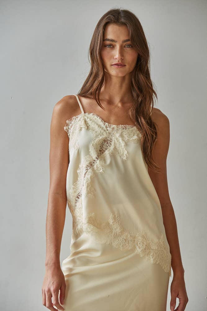 Satin Lace Asymmetrical Cami