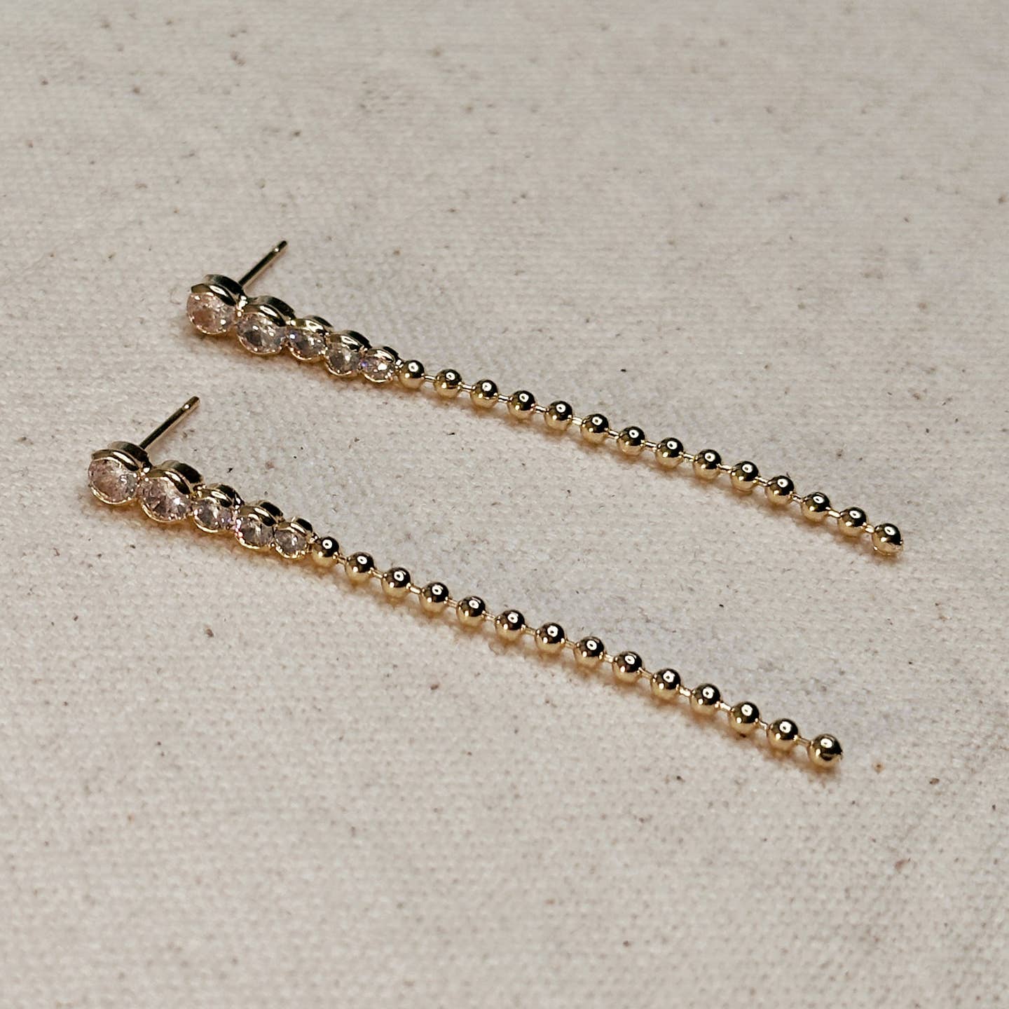 18k Gold Filled Cz and Beads Gradient Drop Earrings