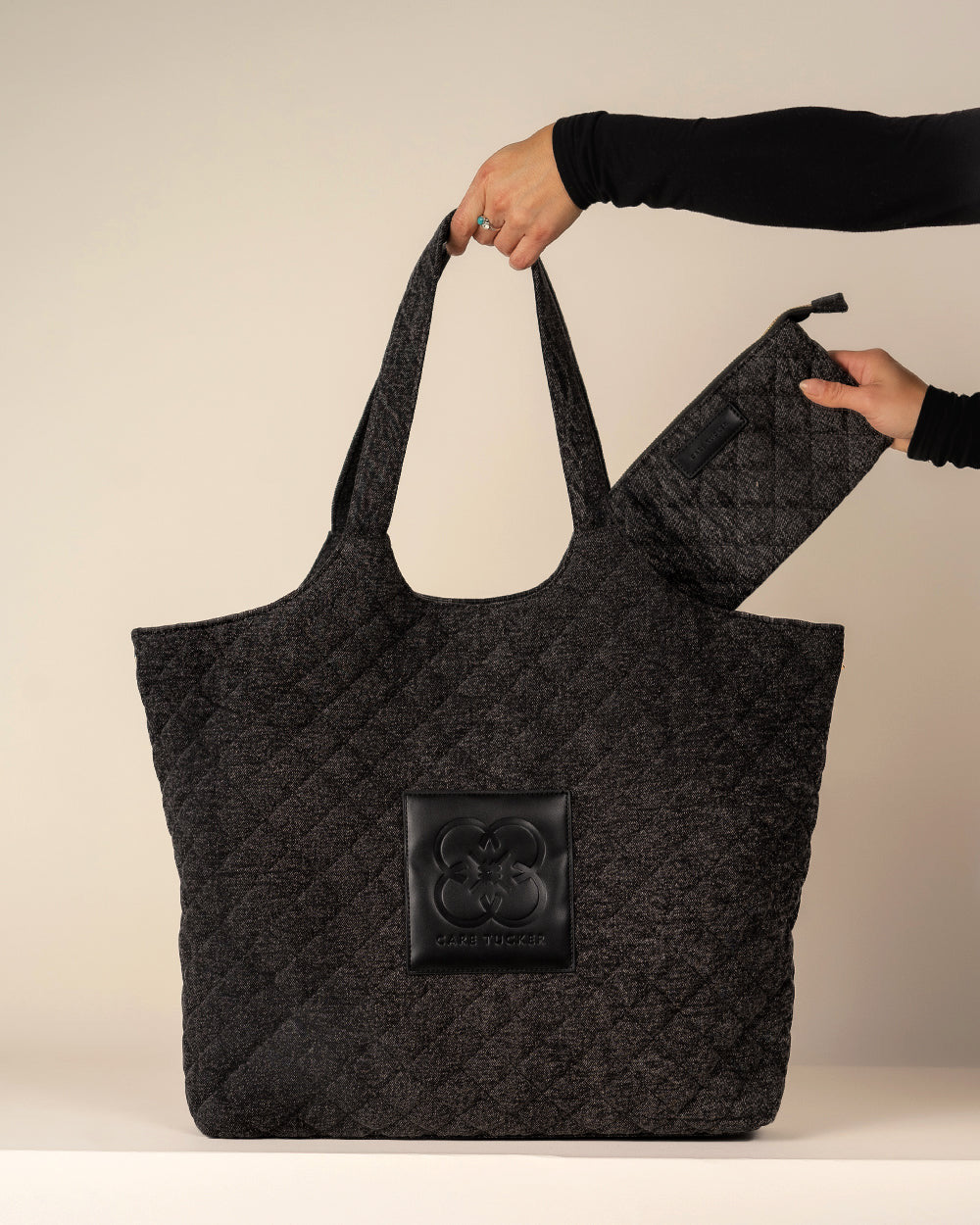 Maxi Quilted Denim Tote Bag