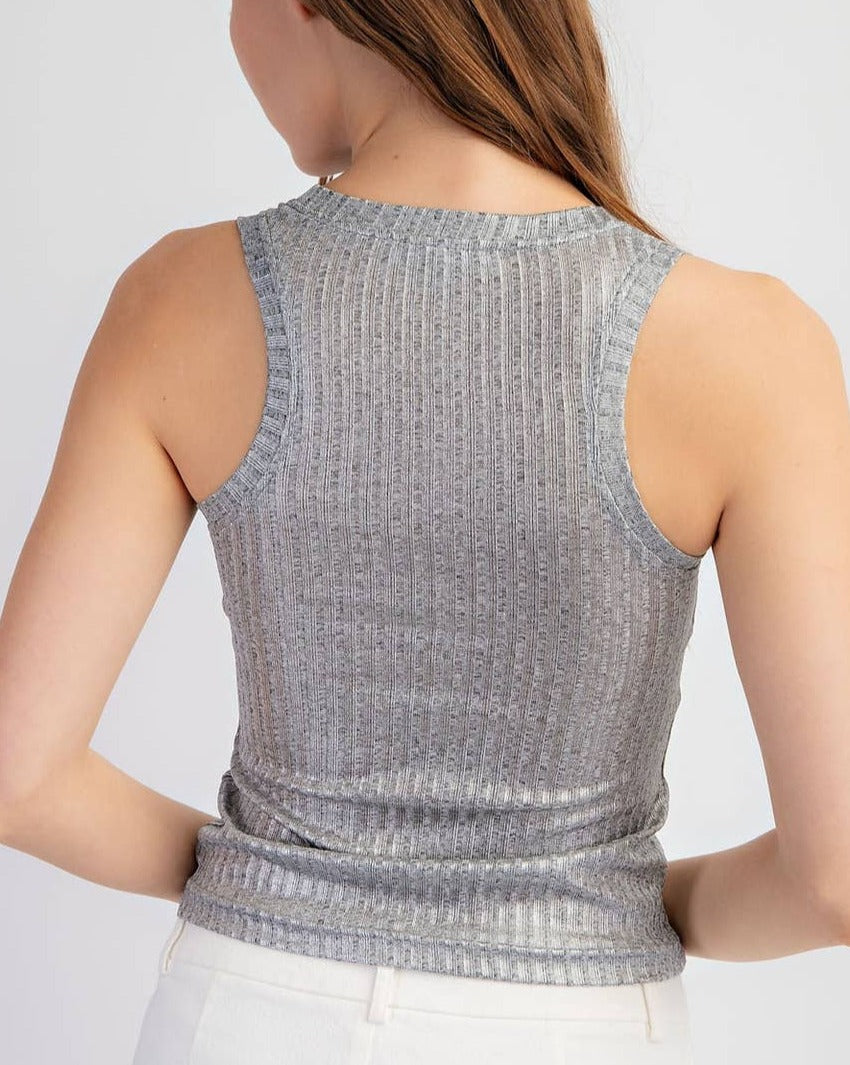 Kate Metallic Ribbed Tank