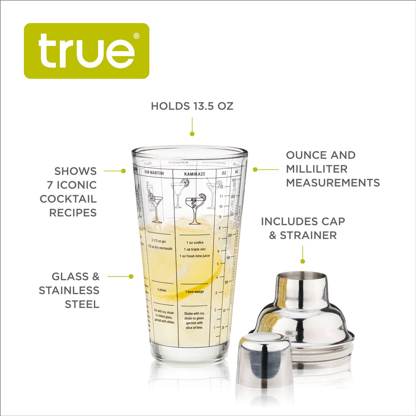 Glass Recipe Shaker By True