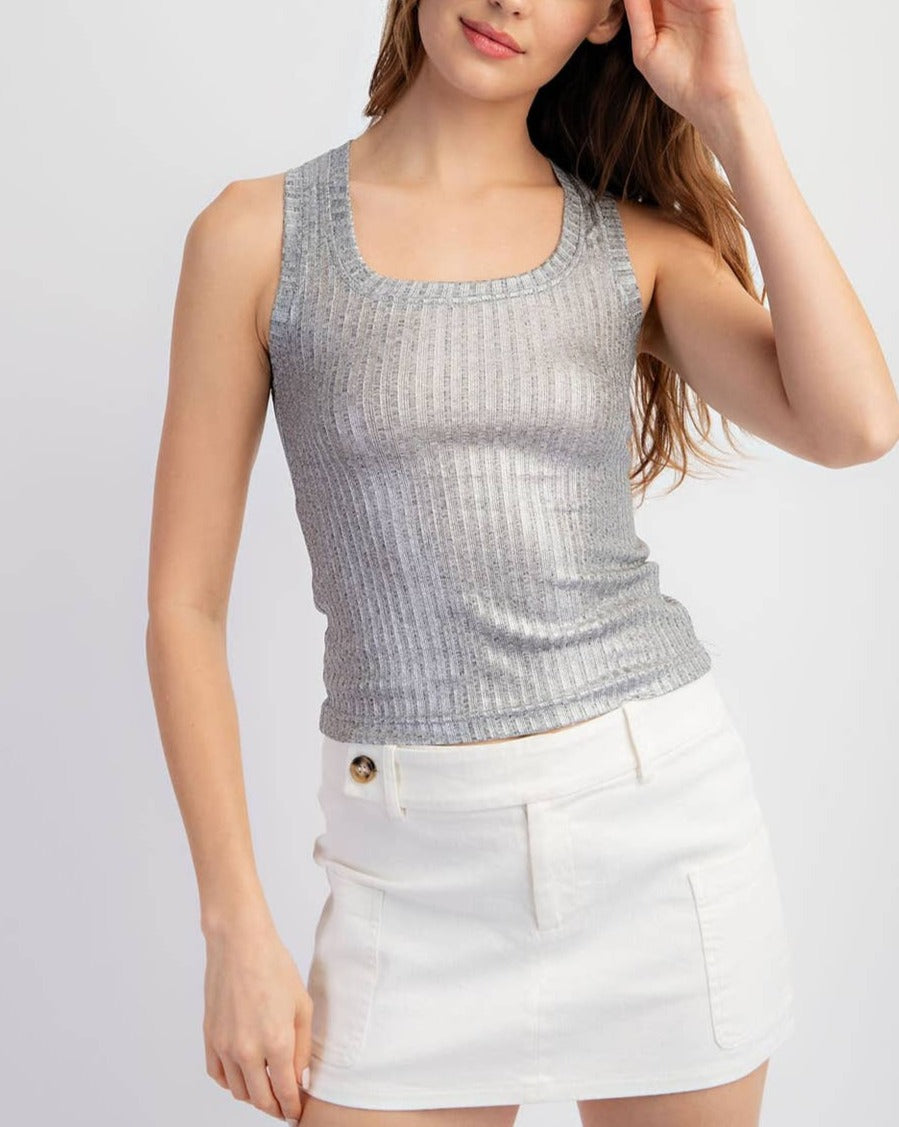 Kate Metallic Ribbed Tank