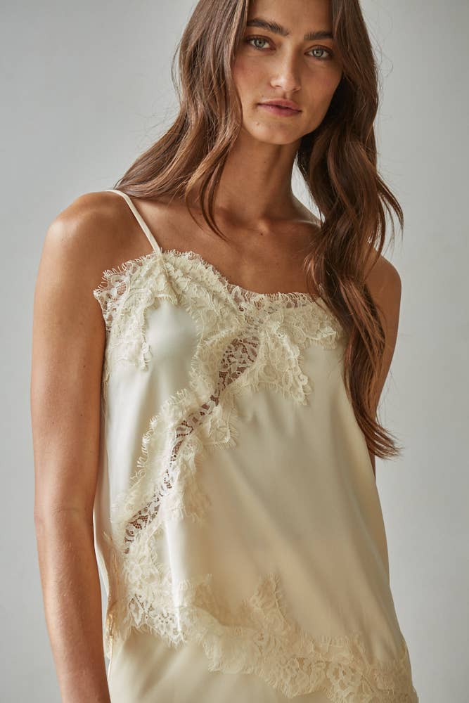 Satin Lace Asymmetrical Cami
