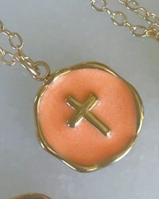 Colorful Charm Gold Cross Necklace