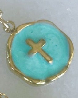 Colorful Charm Gold Cross Necklace