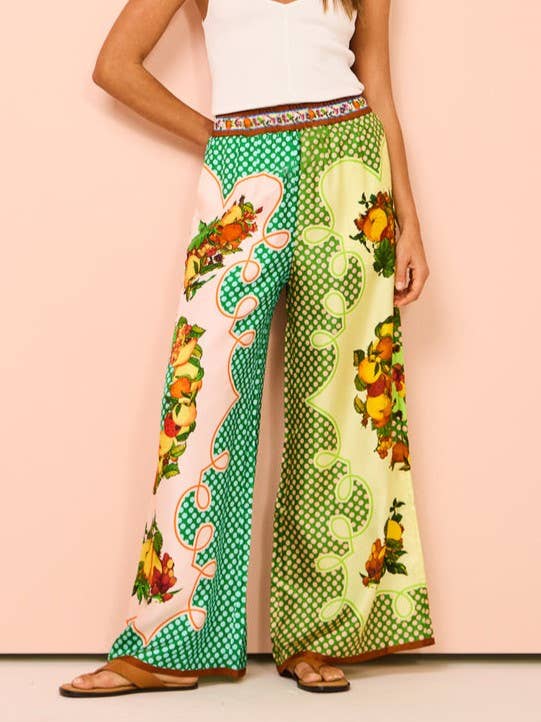 Abstract Print Shirt Pocket Wide-Leg Pants Set