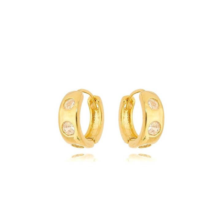 18k Gold Filled Huggie Cz Hoop Earrings