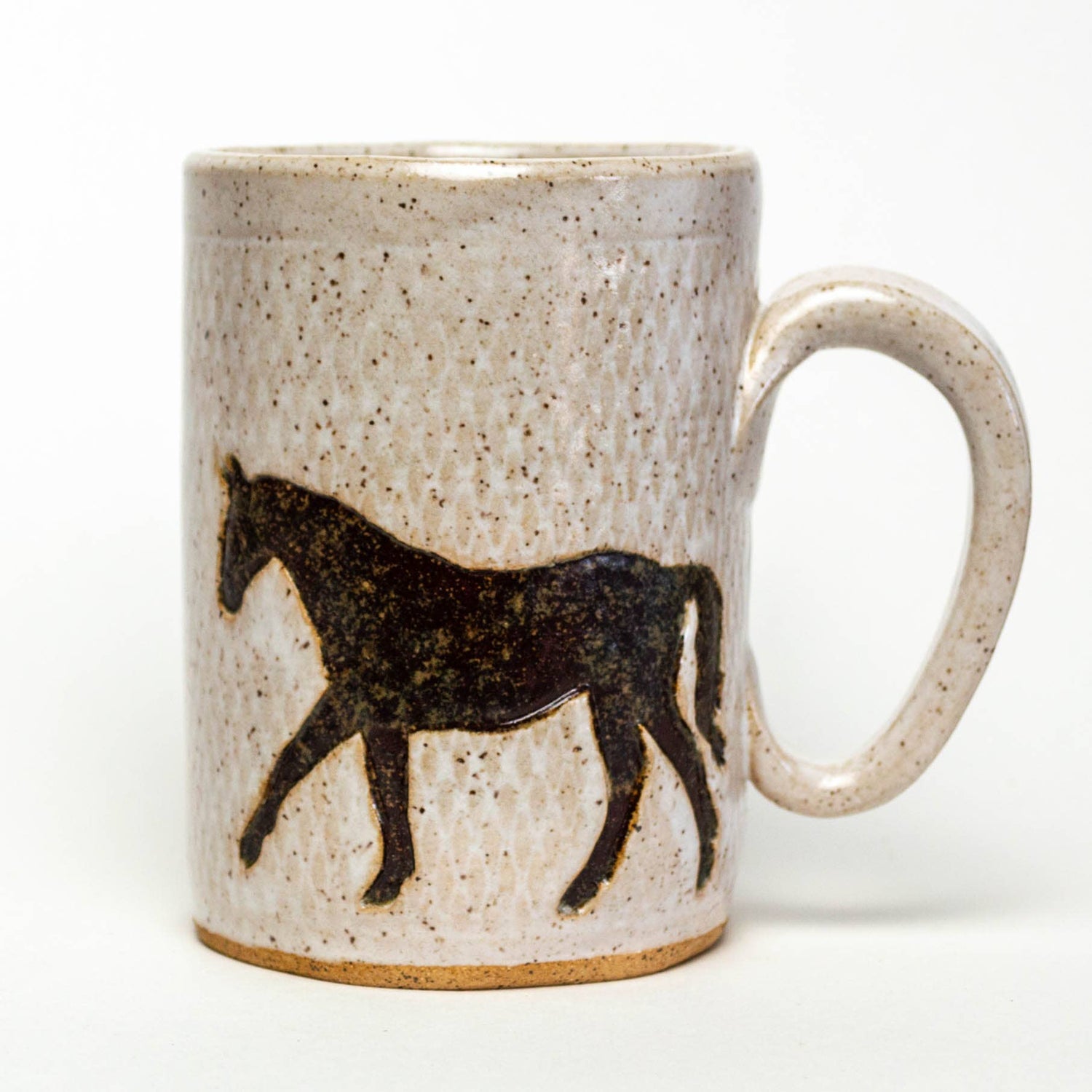 Brown Horse Design Handmade, in Ohio, Ceramic 14oz White Mug
