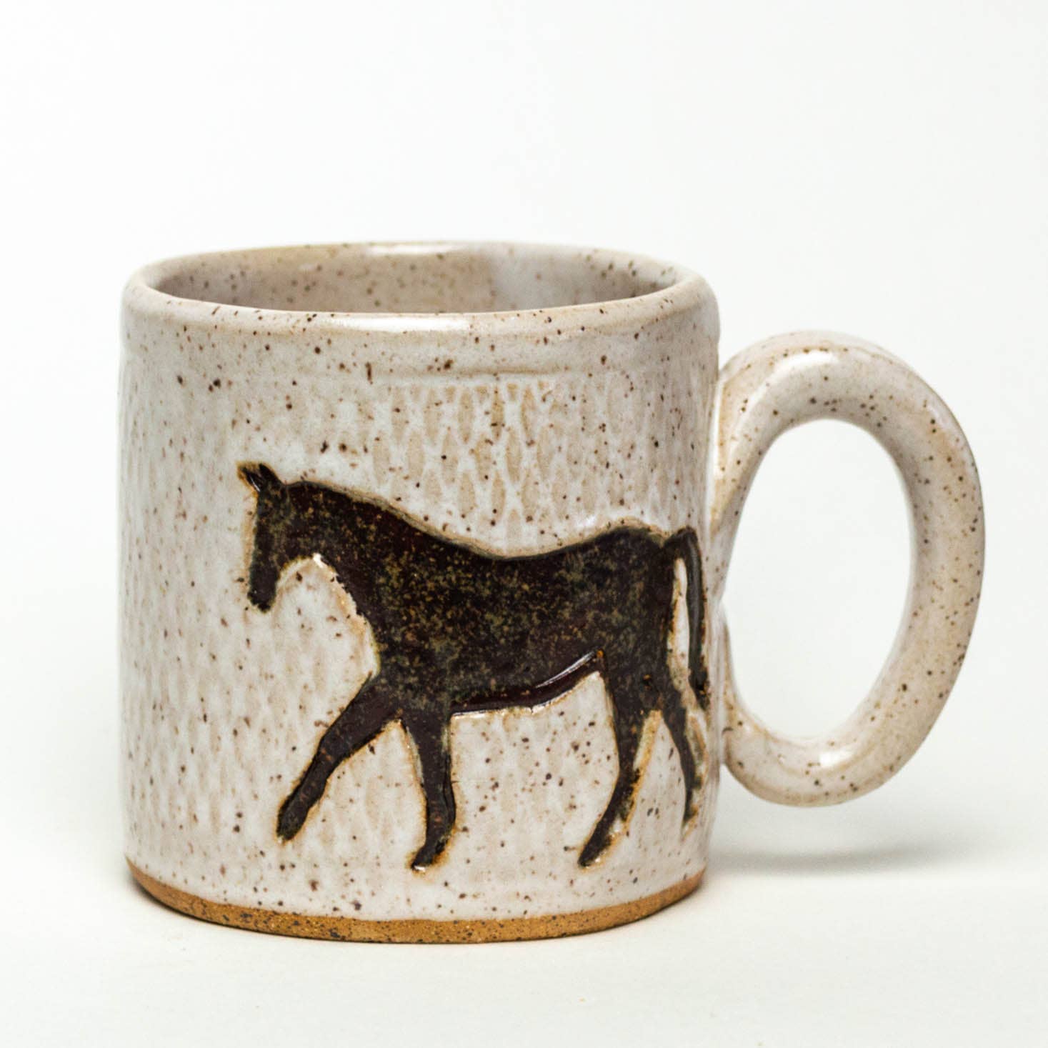 Brown Horse Design Handmade in Ohio, Ceramic White 10 oz Mug