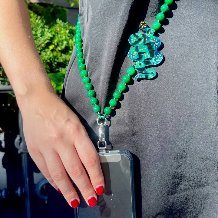 Hand-Painted Snake Gemstone Crossbody Phone Chain