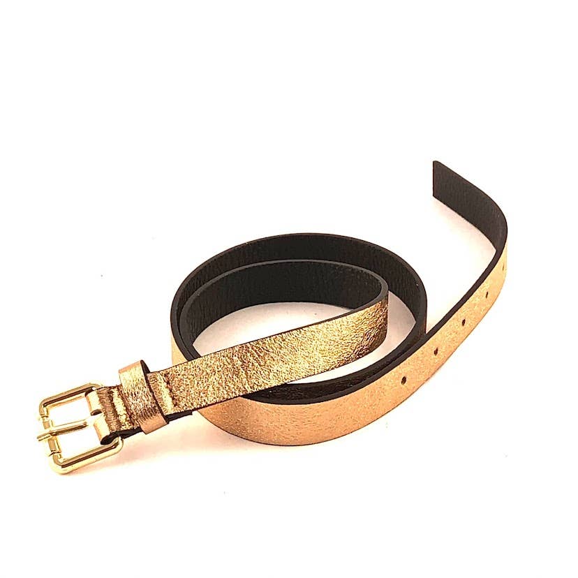 Minimal Metallic Genuine Leather Belt