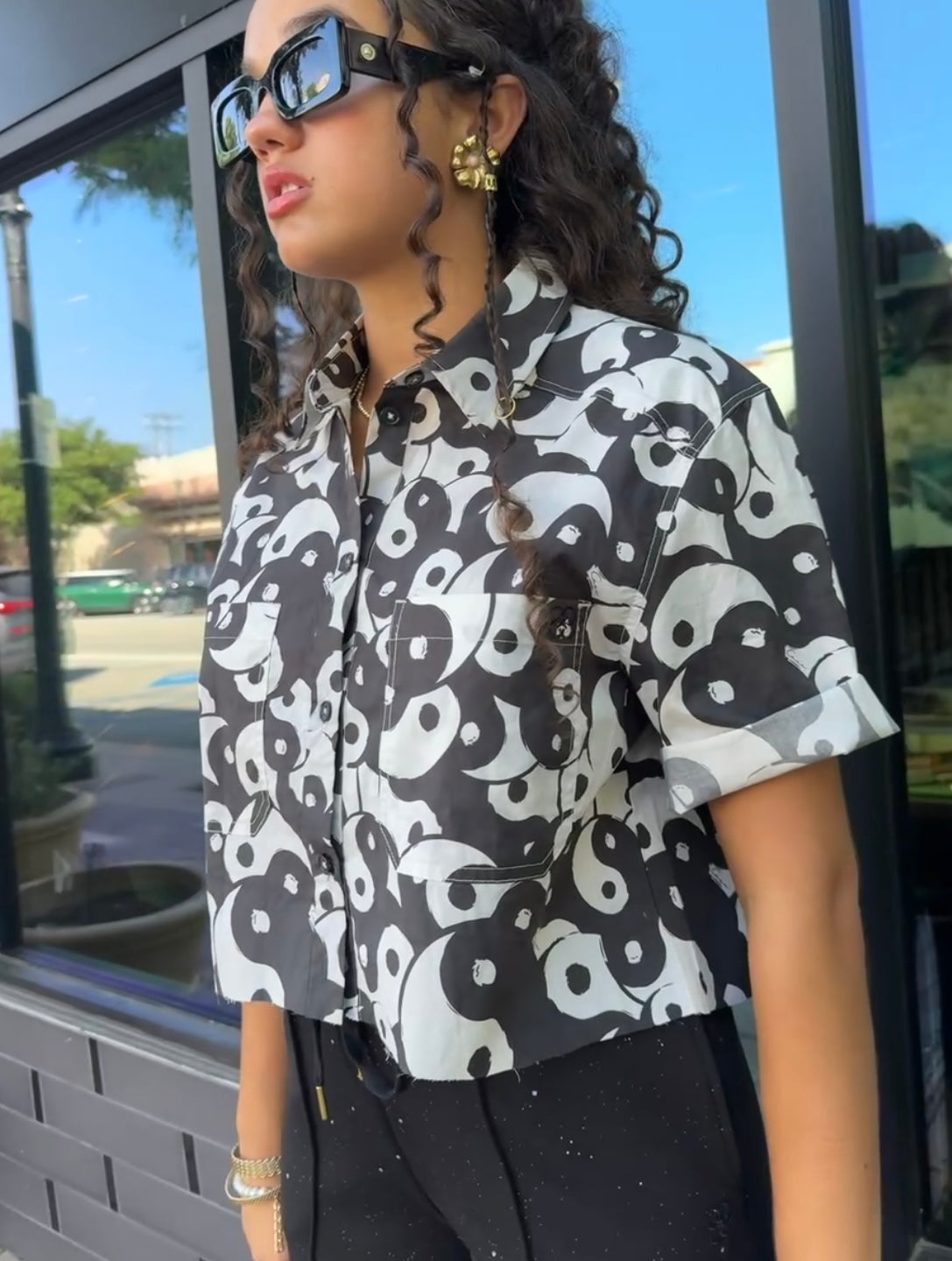 Basic Preslie Poplin Cropped Shirt Yin Yang