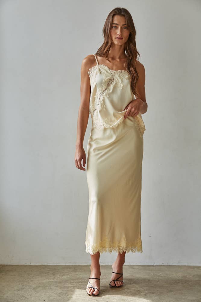 Satin Lace Asymmetrical Cami