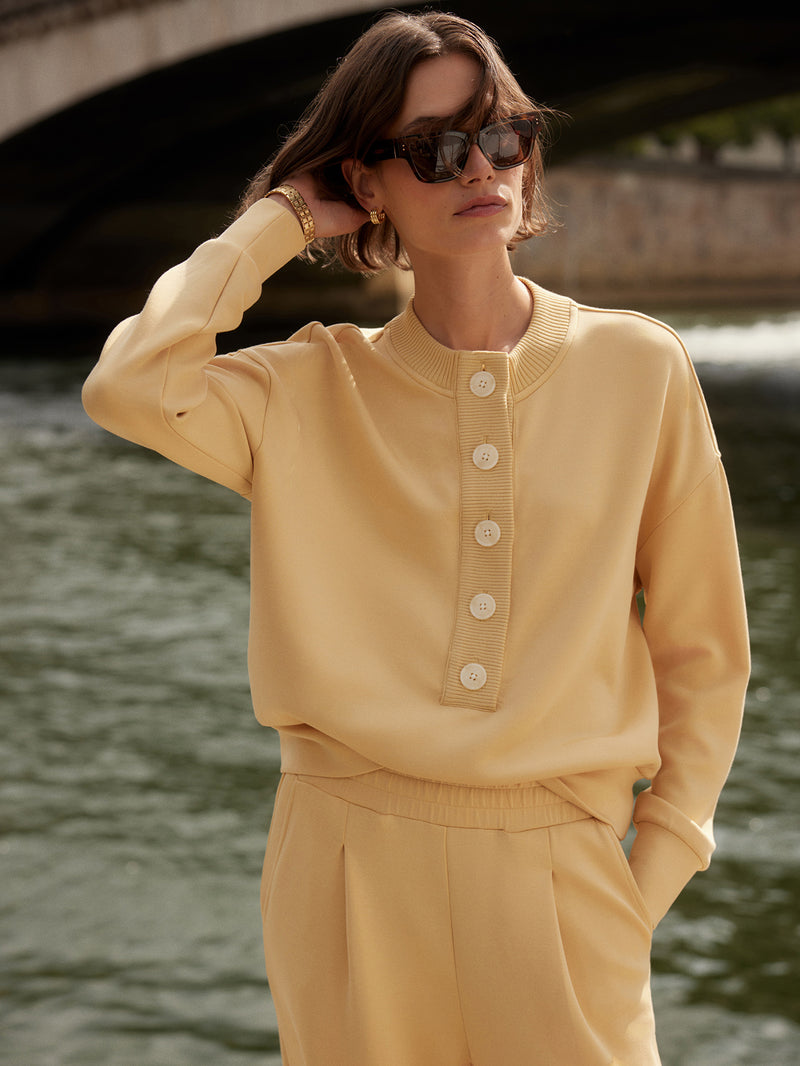 Reena Button Front Sweat