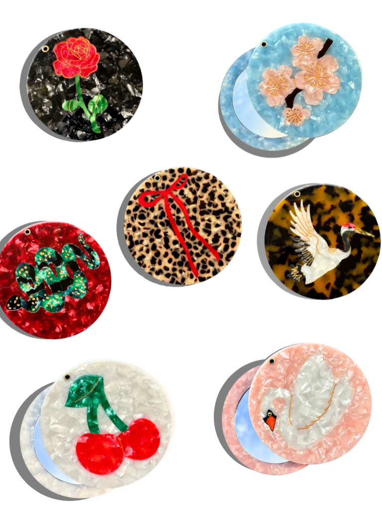 Hand-painted Leopard Bow Compact Mirror | Eco-Friendly