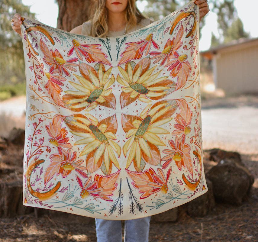 Lucky Wildflowers Large 35x35: Cowgirl Western Scarf Wild Rag
