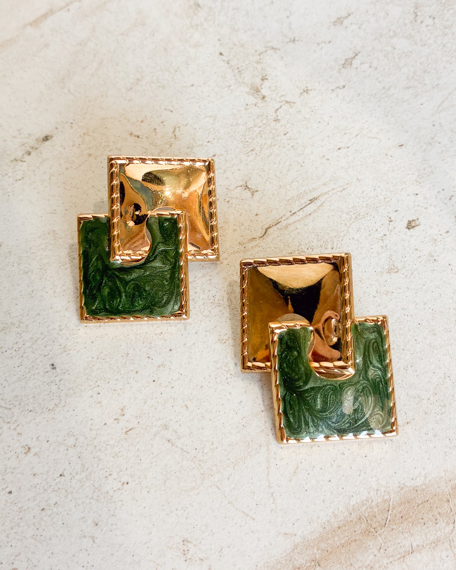 Vintage 1980's gold-tone square earrings